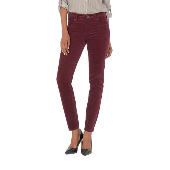 5 for $25| Kut from the Kloth Diana Red Corduroy Relaxed Fit Skinny Pants - Picture 1 of 7